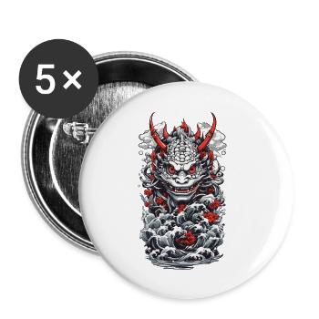 Seeungeheuer Aesthetic Yokai Japanischer Oni - Buttons klein 25 mm (5er Pack) - Weiß - Vorne