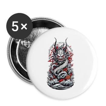Seeungeheuer Aesthetic Yokai Japanischer Oni - Buttons klein 25 mm (5er Pack) - Weiß - Vorne