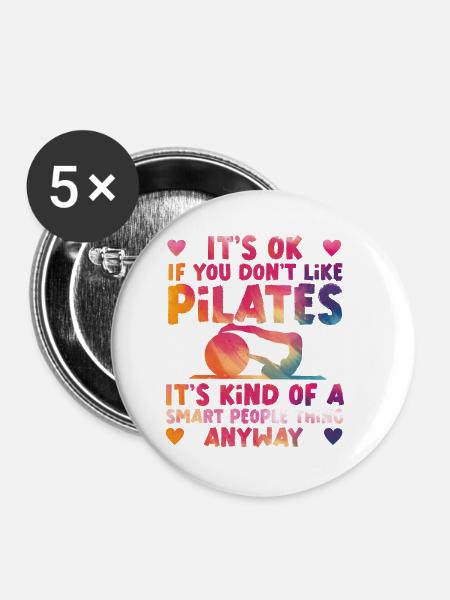 Pilates Instructor Teacher - Buttons klein 25 mm (5er Pack) - Weiß