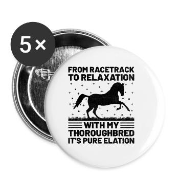 Courses de chevaux pur-sang Équitation Chevaux équestres - Lot de 5 petits badges (25 mm) - blanc - Devant