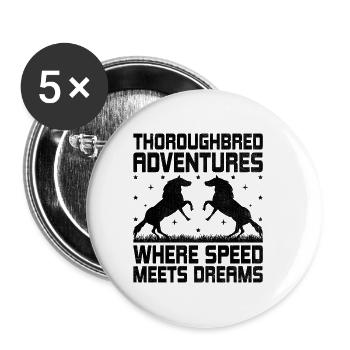 Courses de chevaux pur-sang Équitation Chevaux équestres - Lot de 5 petits badges (25 mm) - blanc - Devant