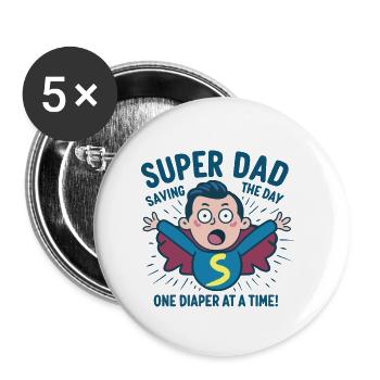 FÊTE DES PÈRES - Lot de 5 petits badges (25 mm) - blanc - Devant