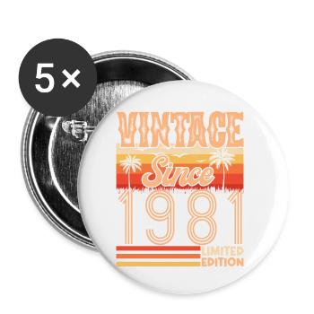 1981. Vintage Born in 1981 Birthday - Buttons small 1''/25 mm (5-pack) - white - Front