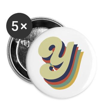 Retro Y Letter - Buttons small 1''/25 mm (5-pack) - white - Front