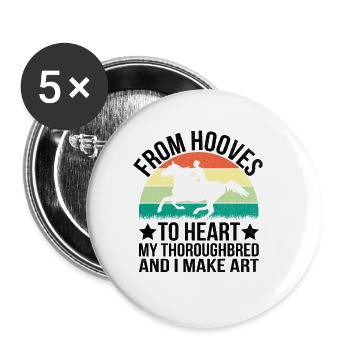 Courses de chevaux pur-sang Équitation Chevaux équestres - Lot de 5 petits badges (25 mm) - blanc - Devant