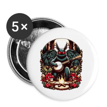 Mothman mit Gitarre - Buttons klein 25 mm (5er Pack) - Weiß - Vorne