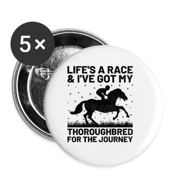 Courses de chevaux pur-sang Équitation Chevaux équestres - Lot de 5 petits badges (25 mm) - blanc - Devant