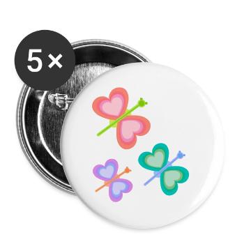 Printemps Coloré Insecte Papillons Enfant Bébé Années 80 - Lot de 5 petits badges (25 mm) - blanc - Devant