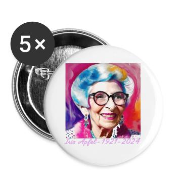 Iris Apfel,bunt, Graffiti, illustration, Aquarell - Buttons klein 25 mm (5er Pack) - Weiß - Vorne