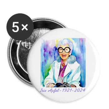 Iris Apfel,bunt, Graffiti, illustration, Aquarell - Buttons klein 25 mm (5er Pack) - Weiß - Vorne