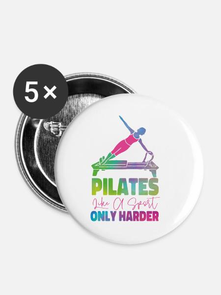 Pilates Instructor Teacher - Buttons klein 25 mm (5er Pack) - Weiß