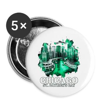 Fête de la Saint-Patrick à Chicago - Lot de 5 petits badges (25 mm) - blanc - Devant