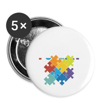 Everyday I'm Puzzl'n Piece Jigsaw Puzzle - Buttons klein 25 mm (5er Pack) - Weiß - Vorne