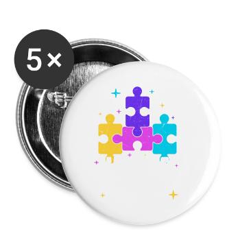 Je casse-tête bien au-delà de ma pièce de puzzle à l’heure du coucher - Lot de 5 petits badges (25 mm) - blanc - Devant