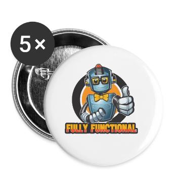 Roboter mit Fliege und Brille Daumen-hoch-T-Design - Buttons klein 25 mm (5er Pack) - Weiß - Vorne
