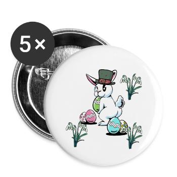 Oeufs de Pâques Fête de Pâques Lapin de Pâques enfant - Lot de 5 petits badges (25 mm) - blanc - Devant