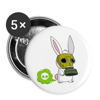 Farting Rabbit - Buttons small 1''/25 mm (5-pack) - white - Front