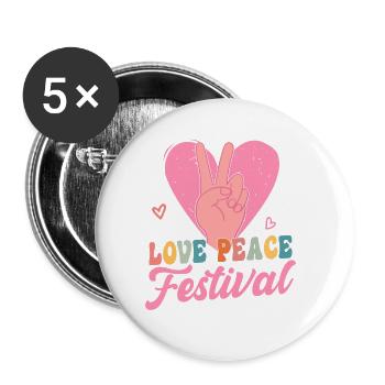 Love.Peace.Festival - Buttons klein 25 mm (5er Pack) - Weiß - Vorne