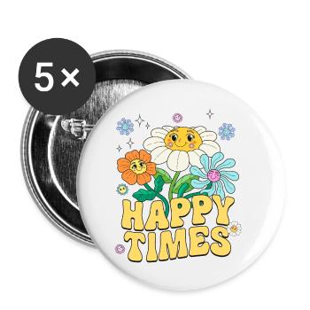 Happy Times - Buttons klein 25 mm (5er Pack) - Weiß - Vorne