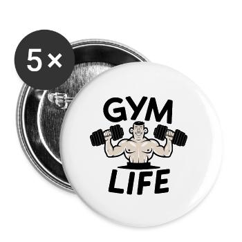 VIE AU GYMNASE - Lot de 5 petits badges (25 mm) - blanc - Devant
