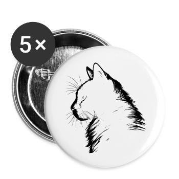 Katze, katzenmotiv - Buttons klein 25 mm (5er Pack) - Weiß - Vorne