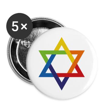 jüdisch und stolz davidsstern - Buttons klein 25 mm (5er Pack) - Weiß - Vorne