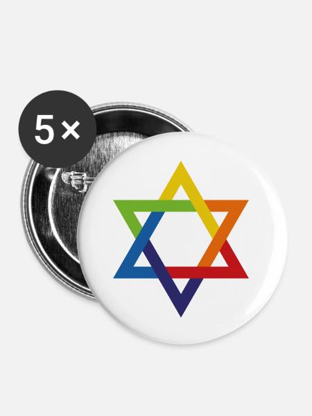 jüdisch und stolz davidsstern - Buttons klein 25 mm (5er Pack) - Weiß
