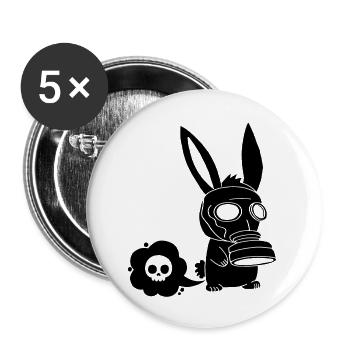 Farting Black Rabbit - Buttons small 1''/25 mm (5-pack) - white - Front