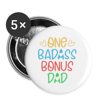 One Badass Bonus Dad Stepfather Adoption - Buttons small 1''/25 mm (5-pack) - white - Front