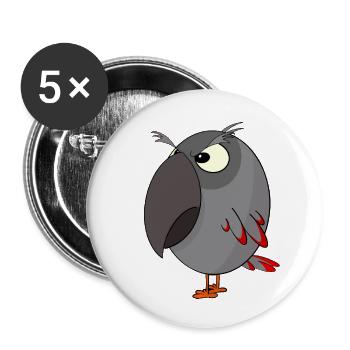 Perroquet gris en colère - Lot de 5 petits badges (25 mm) - blanc - Devant