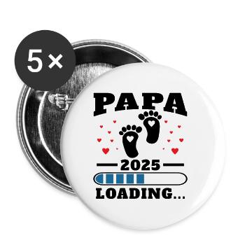 Papa 2025 Drôle Cadeau de Fête des Pères Femmes Enceintes - Lot de 5 petits badges (25 mm) - blanc - Devant