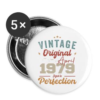 Vintage Geboren im April 1979 Geburtstagsgeschenk - Buttons klein 25 mm (5er Pack) - Weiß - Vorne