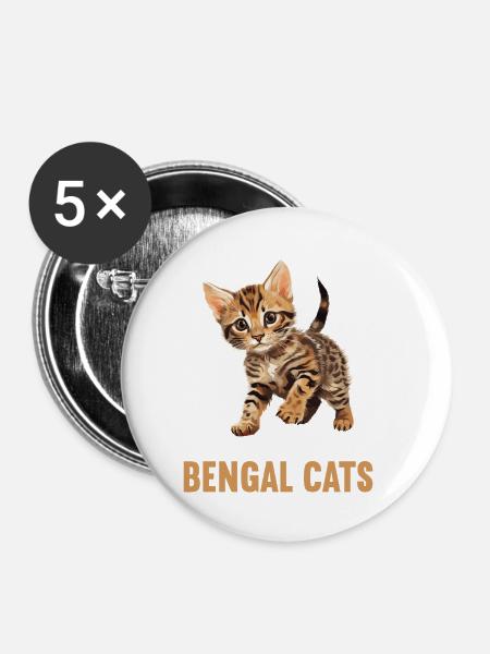 Bengal Cat Bengalkatze - Buttons klein 25 mm (5er Pack) - Weiß