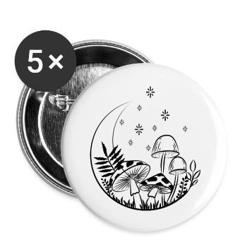 Champignons de nuit - Lot de 5 petits badges (25 mm) - blanc - Devant