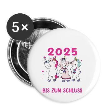 Malle 2025 - Buttons klein 25 mm (5er Pack) - Weiß - Vorne