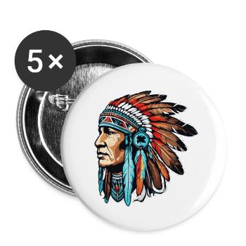 Indisch - Ureinwohner Amerikas - USA - Buttons klein 25 mm (5er Pack) - Weiß - Vorne