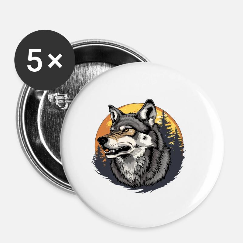 Sang de loup - Lot de 5 petits badges (25 mm) - blanc