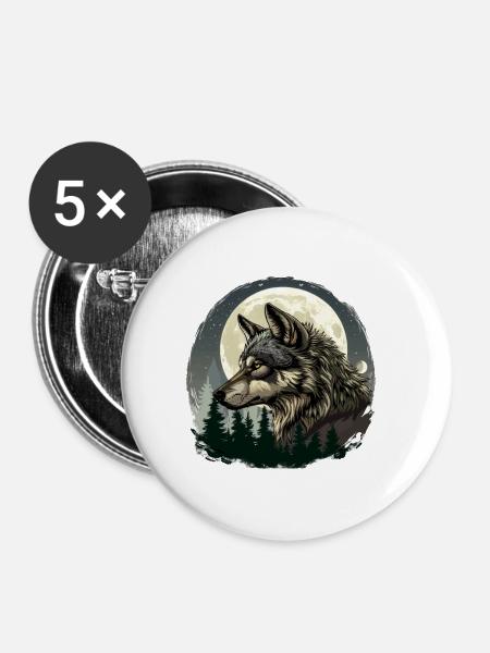 Wolfsblut - Buttons klein 25 mm (5er Pack) - Weiß