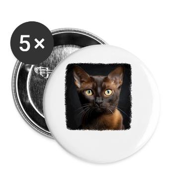 Burmese Cat Burma Katze - Buttons small 1''/25 mm (5-pack) - white - Front