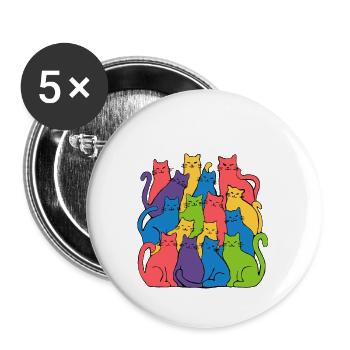 Regenbogen Katzen Katze Kätzchen Gay Geschenk LGBT - Buttons klein 25 mm (5er Pack) - Weiß - Vorne