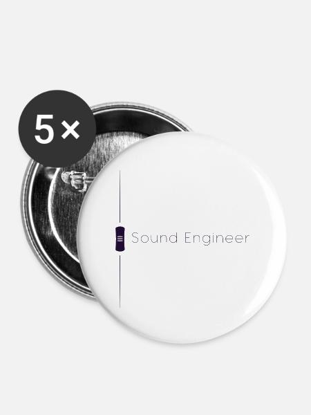 Tontechniker Fader Lila - Buttons klein 25 mm (5er Pack) - Weiß