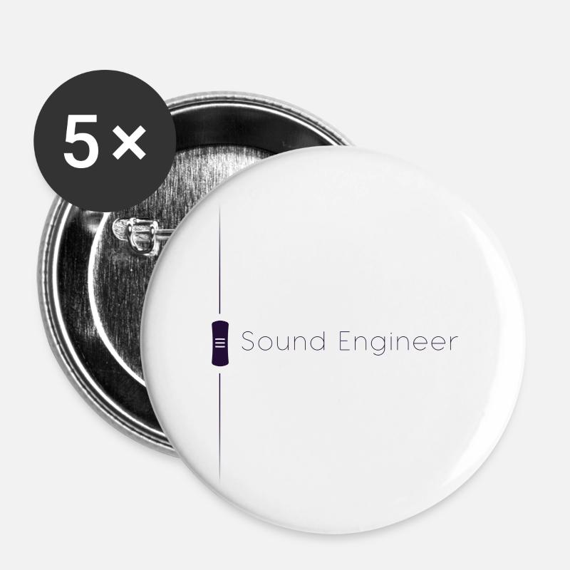Tontechniker Fader Lila - Buttons klein 25 mm (5er Pack) - Weiß