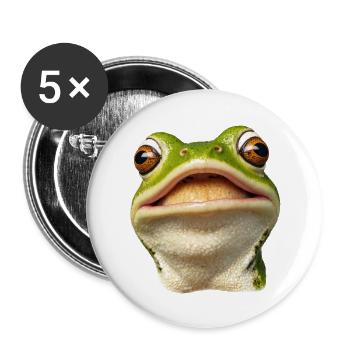 Lächelnder Frosch - Buttons klein 25 mm (5er Pack) - Weiß - Vorne