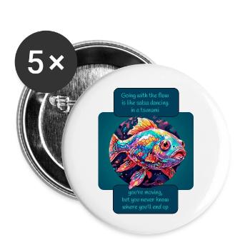 Going Forward Fish - Buttons small 1''/25 mm (5-pack) - white - Front
