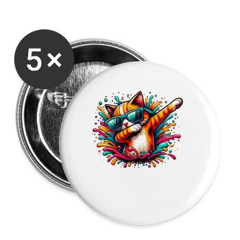 Splash Art Doublage Chat Lunettes de Soleil Chaton Chats - Lot de 5 petits badges (25 mm) - blanc - Devant