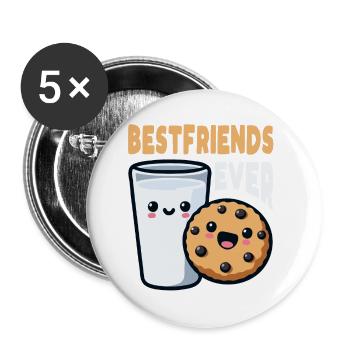 Lait Et Biscuits Meilleurs Amis Jamais Drôle Matin - Lot de 5 petits badges (25 mm) - blanc - Devant