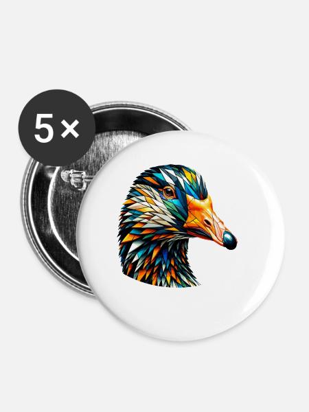 Polygon Art Gänsegänse - Buttons klein 25 mm (5er Pack) - Weiß