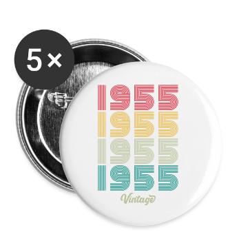 69 Jahre alter Jahrgang 1955 Limitierte Auflage 69. - Buttons klein 25 mm (5er Pack) - Weiß - Vorne