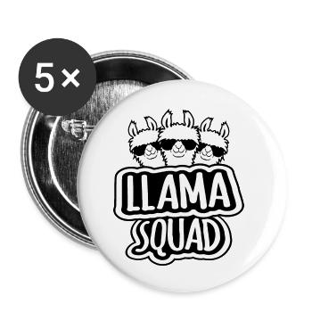 Lustige Lama Squad Sonnenbrille Alpaka Cool Family - Buttons klein 25 mm (5er Pack) - Weiß - Vorne