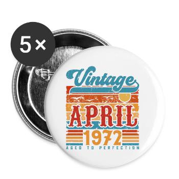 Avril 1972, Cadeau Anniversaire Vintage avril 1972 - Lot de 5 petits badges (25 mm) - blanc - Devant
